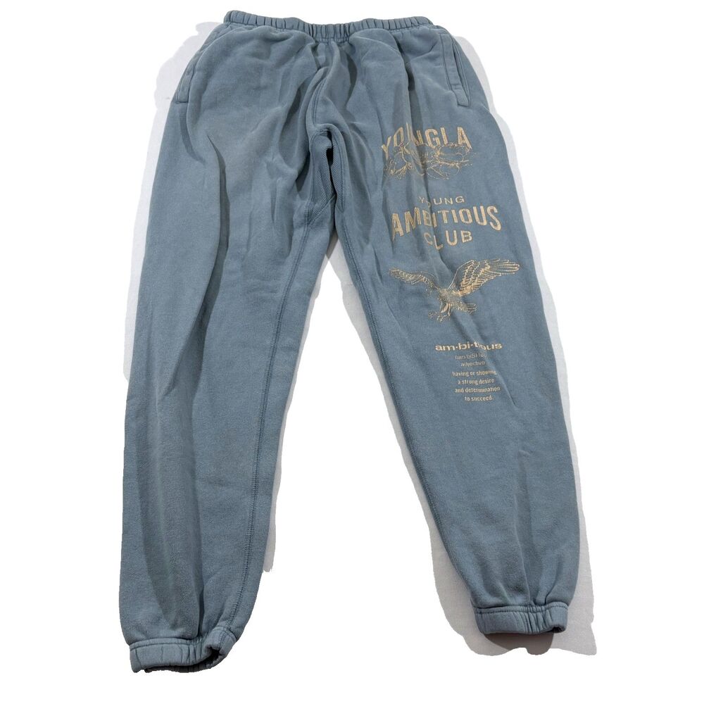 Youngla 233 The Immortal Joggers Mens Blue Cotton Stretch Gym Sweatpants Sz L
